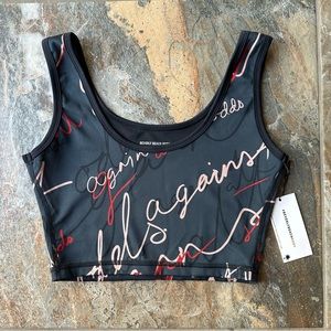 Beverly Beach Body Against All Odds Script Print Crop Top NWT Size Large